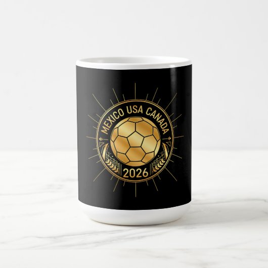 Gold Football Emblem 2026 | Mexico USA Canada コーヒーマグカップ (中央)