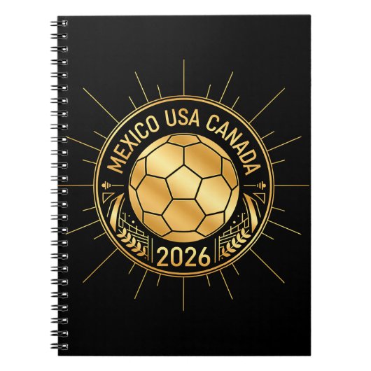 Gold Football Emblem 2026 | Mexico USA Canada ノートブック (正面)