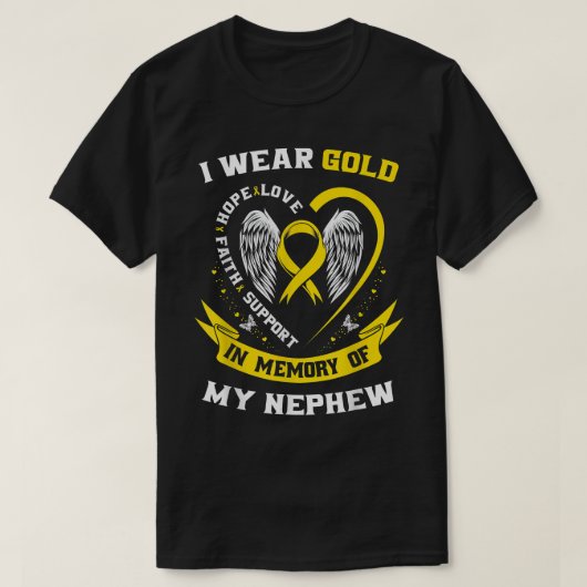 Gold For Childhood Cancer Awareness Items Nephew A Tシャツ (デザイン正面)