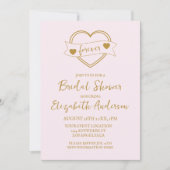 Gold Forever Hearts Bridal Shower 招待状 (正面)