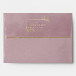 Gold Frame & Blush Pink Velvet Wedding Envelope 封筒
