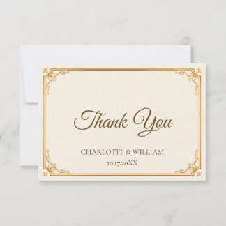 Gold Frame Classic Wedding Thank You Card サンキューカード