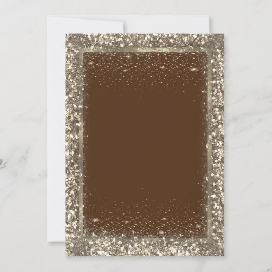 Gold Frame Confetti Border Brown Retirement 招待状 (裏面)