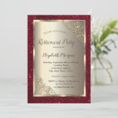  Gold Frame,Gold,Red Glitter Retirement  招待状 (スタンド正面)