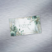 Gold Frame Marble Green Eucalyptus Botanical マグネット名刺 (インサイチュ)