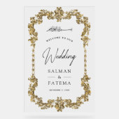 Gold Frame Muslim Wedding Welcome Frosted アクリルサイン (正面)