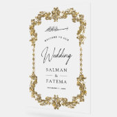 Gold Frame Muslim Wedding Welcome Frosted アクリルサイン (傾斜)