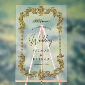 Gold Frame Muslim Wedding Welcome Frosted アクリルサイン (ニュートラル)