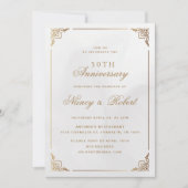 Gold Frame Ornate Cream 50th Wedding Anniversary 招待状 (正面)