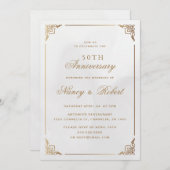 Gold Frame Ornate Cream 50th Wedding Anniversary 招待状 (正面/裏面)