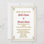 Gold Frame Pearl Floral Wedding Invitation シーズンカード (正面)