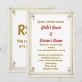 Gold Frame Pearl Floral Wedding Invitation シーズンカード (正面/裏面)