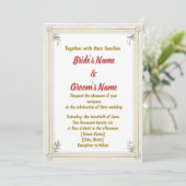Gold Frame Pearl Floral Wedding Invitation シーズンカード (スタンド正面)