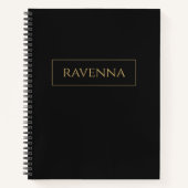 Gold Frame Personalized Name Deep Black Luxury ノートブック (正面)