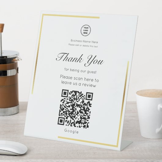 Gold Frame QR Code Leave A Review Business Store 台座サイン (インサイチュ)