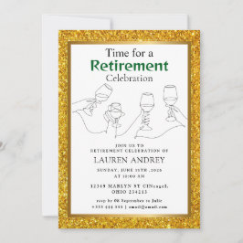 Gold Frame Retirement Celebration Invitation 招待状