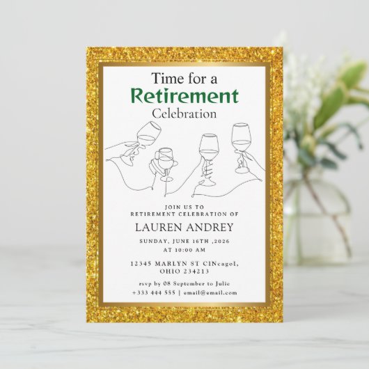 Gold Frame Retirement Celebration Invitation 招待状 (スタンド正面)