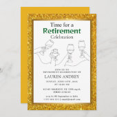 Gold Frame Retirement Celebration Invitation 招待状 (正面/裏面)