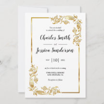 Gold Frame Wedding Invitation