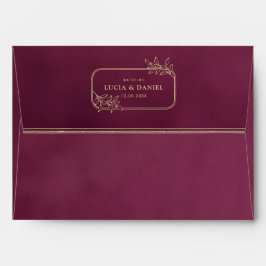 Gold Frame & Wine Velvet Texture Wedding Envelope 封筒