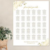 Gold Frills 30 Table Wedding Seating Chart White ポスター