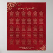 Gold Frills on Red 30 Table Wedding Seating Chart ポスター (正面)