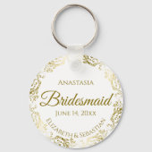 Gold Frills on White Bridesmaid Wedding Gift  キーホルダー (正面)