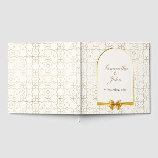 Gold Geometric Arch Art Deco Wedding ゲストブック (全面)