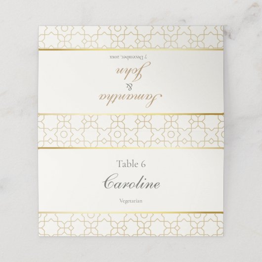 Gold Geometric Arch Art Deco Wedding Table プレイスカード (外部開封)