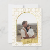 Gold Geometric Arch Photo Wedding サンキューカード (裏面)