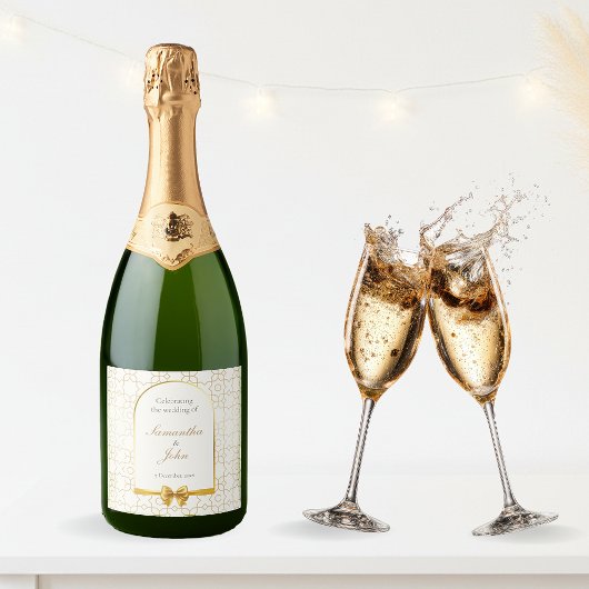 Gold Geometric Arch Wedding Sparkling Wine Labels スパークリングワインラベル