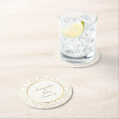 Gold Geometric Art Deco Pattern Wedding ラウンドペーパーコースター (インサイチュ)