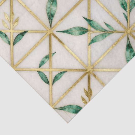 Gold Geometric Emerald Leaf Luxury Pattern 薄葉紙 (詳細)