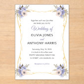 Gold Geometric Rustic Purple Floral Wedding  アクリル招待状 (正面)
