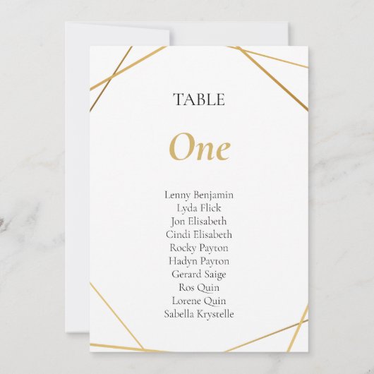 Gold geometric Table Number Seating Chart 招待状 (裏面)