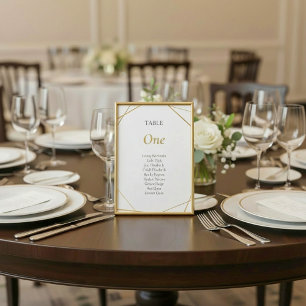 Gold geometric Table Number Seating Chart 招待状