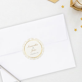 Gold Geometric Wedding Envelope Seal Sticker ラウンドシール