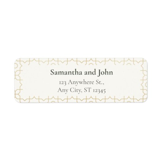Gold Geometric Wedding Return Address Labels ラベル (正面)