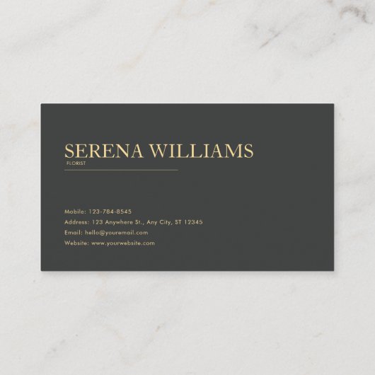 Gold Geometric White Rose Floral Midnight Black 名刺 (裏面)