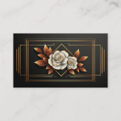 Gold Geometric White Rose Floral Midnight Black 名刺 (正面)