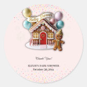 Gold Gingerbread House Baby Shower ラウンドシール (正面)