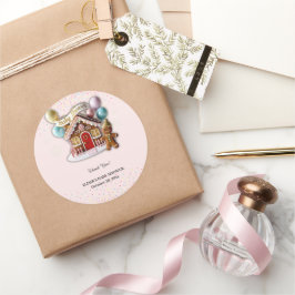 Gold Gingerbread House Baby Shower ラウンドシール