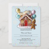 Gold Gingerbread House Baby Shower 招待状 (正面)