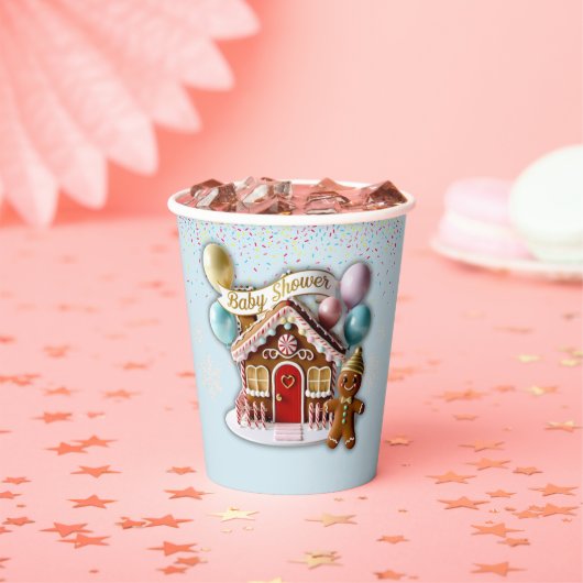 Gold Gingerbread House Baby Shower 紙コップ (インサイチュ)