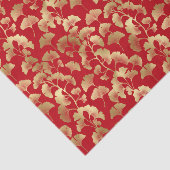 Gold Ginkgo Leaves on Red Elegant Botanical (5) 薄葉紙 (詳細)