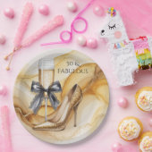 Gold Gitter High Heel 50 & Fabulous Birthday Party ペーパープレート (パーティー)