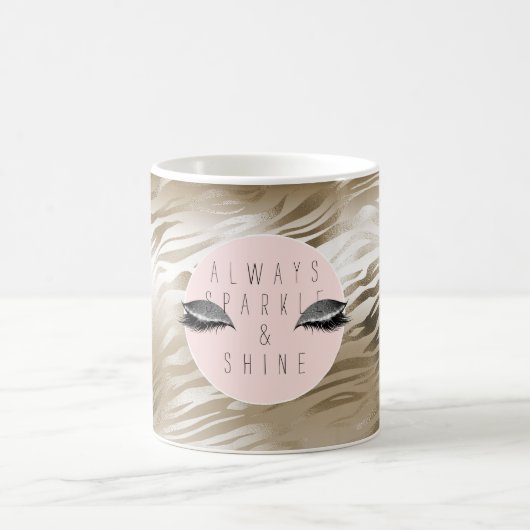 Gold Glam Glitzy Silver Sparkle Eyes Stripes   コーヒーマグカップ (中央)