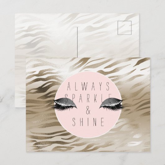 Gold Glam Glitzy Silver Sparkle Eyes Stripes   ポストカード (正面/裏面)