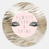 Gold Glam Glitzy Silver Sparkle Eyes Stripes   ラウンドシール (正面)