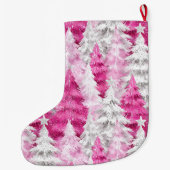 Gold Glam Pink White Christmas Trees ラージクリスマスストッキング (裏面)